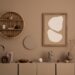 Warm and cozy composition of living room interior with rug, personal accessories Home decor Template